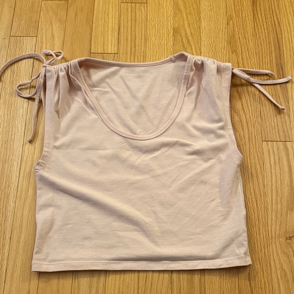 American Eagle Outfitters Blush Tie-Shoulder Crop Top